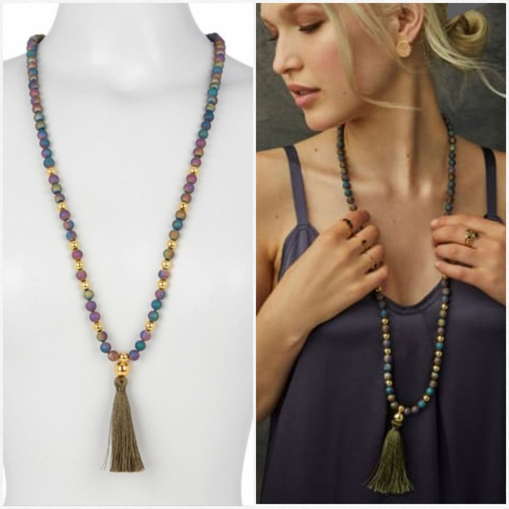 Gorjana Hannah Druzy Tassel Necklace